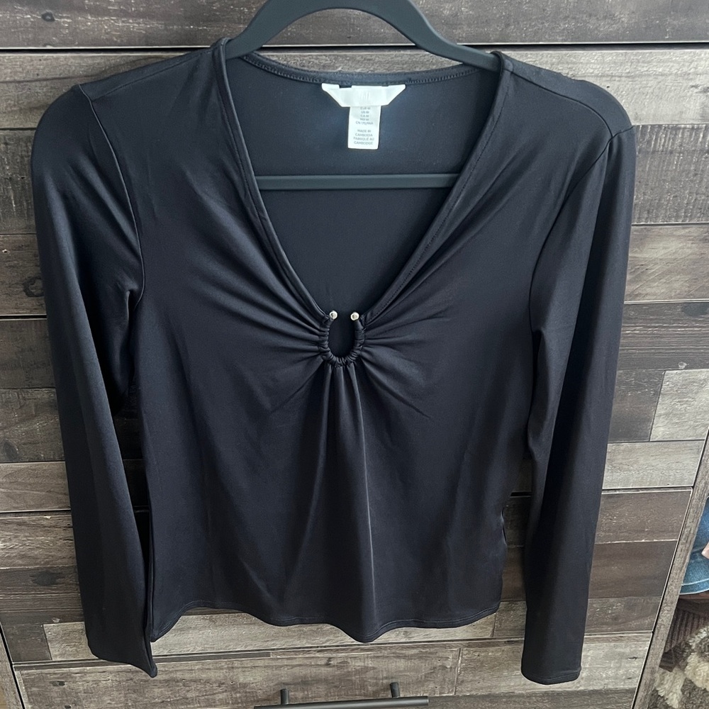 H&M Black Long Sleeve Top with Ring Detail